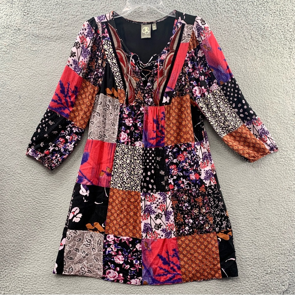 Anthropologie One September Dress Women’s M Arcata Patchwork LaceUp Boho Peasant